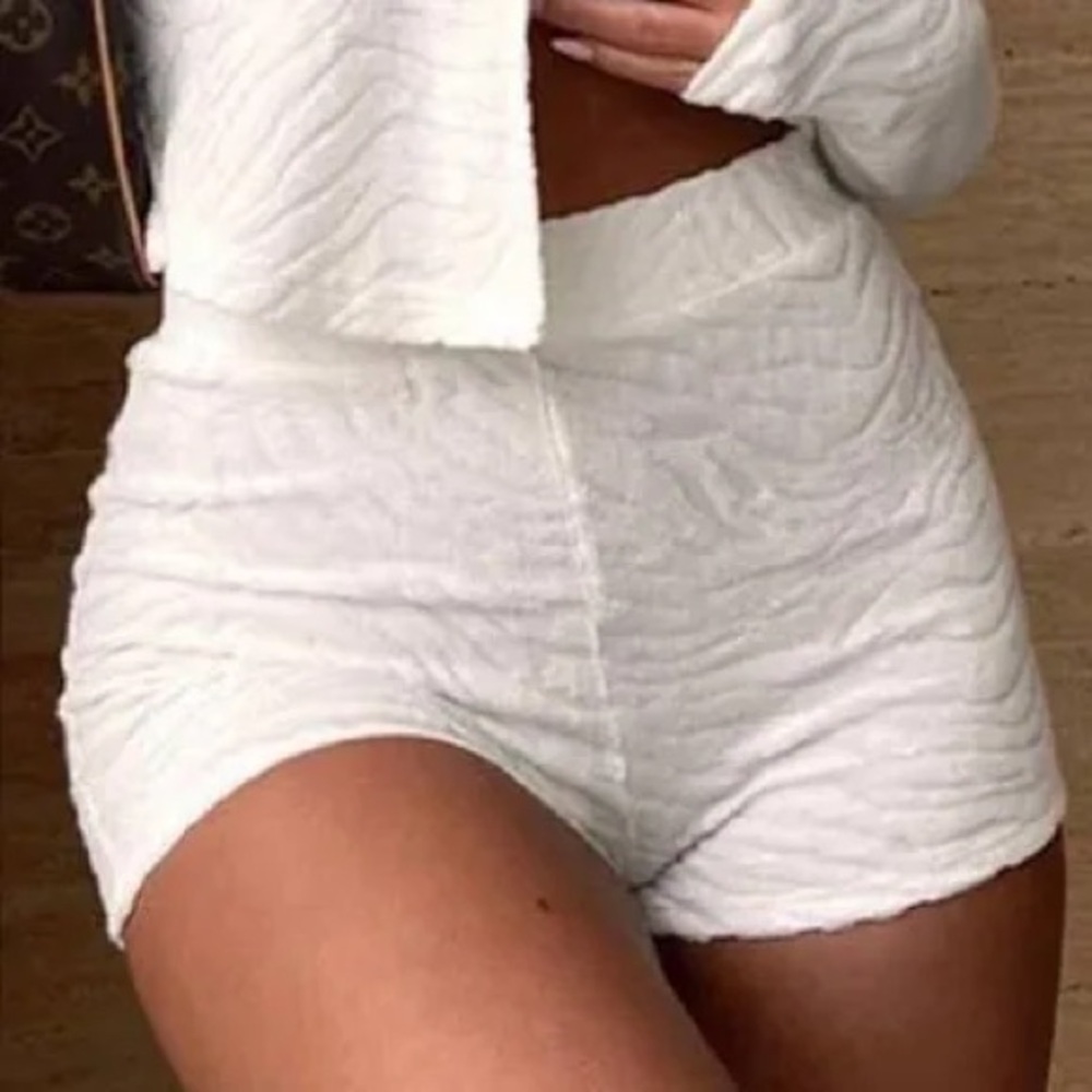 Not Ready To Go Terry Booty Shorts White